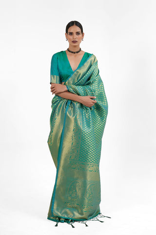 GREEN KANJEEVARAM HANDLOOM SILK SAREE 