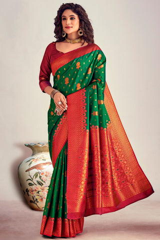 GREEN SOFT SILK SAREE