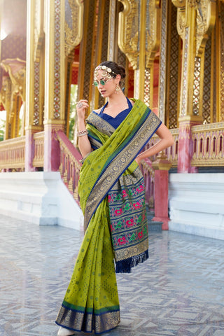 Green Tusser Handloom Silk Saree