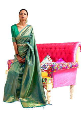 GREEN KANJEEVARAM HANDLOOM SILK SAREE 