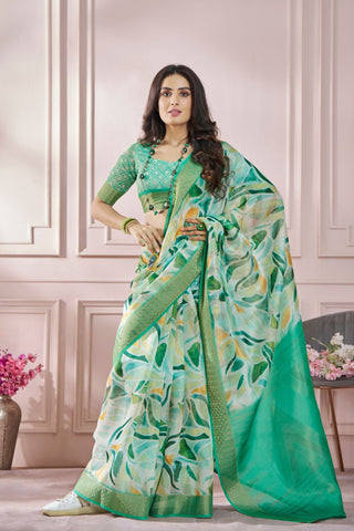 Green Soft Zari Based Modal Silk Saree