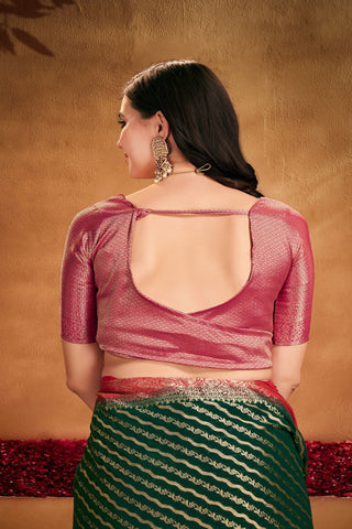 Green Pure Georgette Silk Saree_Kumari Sarees