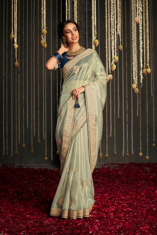 GREEN SOFT TISSUE SILK SAREE