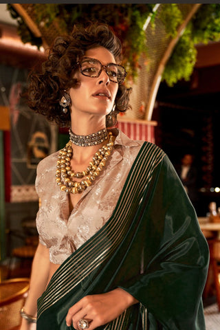 GREEN WOVEN PURE VISCOSE SAREE