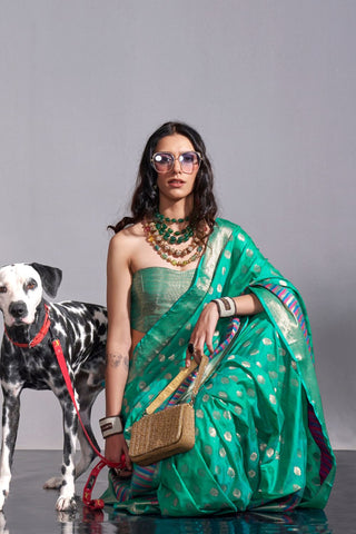 Green Handwoven Weaving Silk Saree