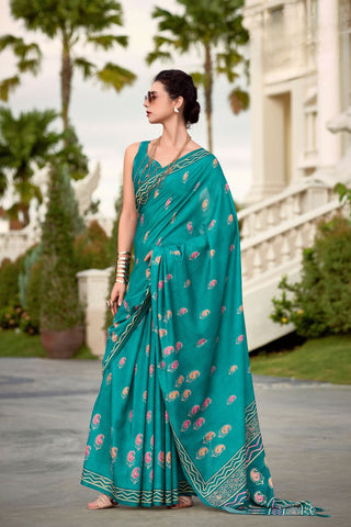 Green Pure Mulmul Silk Saree