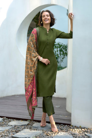 Green Vatican With Embroidery Kurta Set