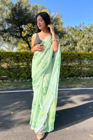 Green Chiffon Silk Saree