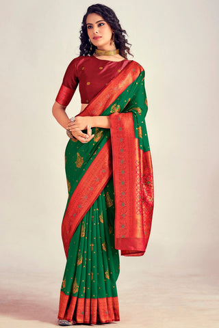 GREEN SOFT SILK SAREE