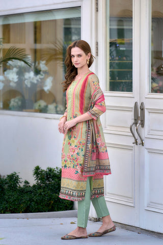 Green Vatican Silk Blend With Embroidery Kurta Set_Kumari Sarees