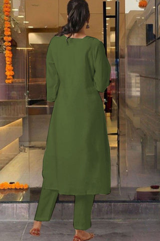 Green Georgette Weightless Digital Printed Kurta Pant With Dupatta_Kumari Sarees