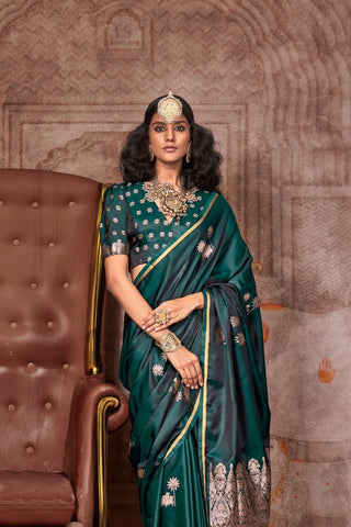 Green Pure Satin Weaving Silk Saree