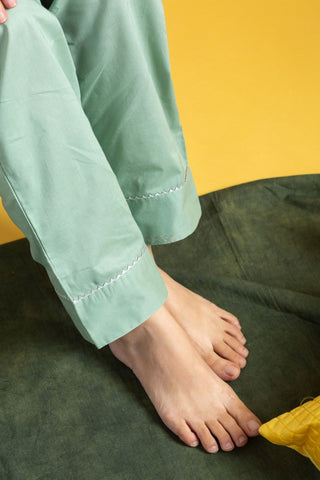 Green Viscose Chanderi Tebby Organza with Embroidery Kurta Set