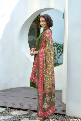 Green Vatican With Embroidery Kurta Set
