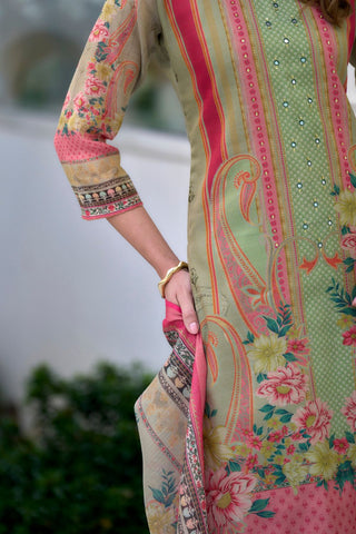 Green Vatican Silk Blend With Embroidery Kurta Set_Kumari Sarees