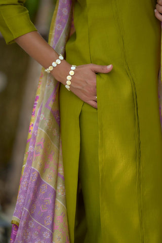 Green Vatican With Embroidery Kurta Set_Kumari Sarees