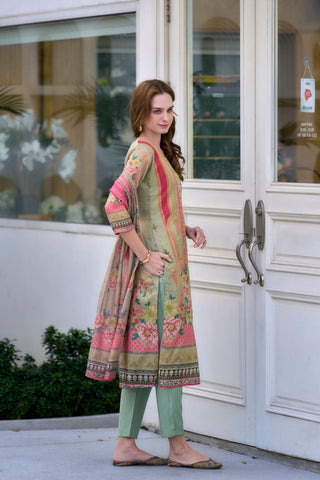 Green Vatican Silk Blend With Embroidery Kurta Set_Kumari Sarees