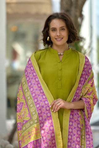 Green Vatican With Embroidery Kurta Set_Kumari Sarees