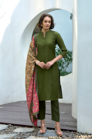 Green Vatican With Embroidery Kurta Set