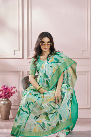 Green Soft Zari Based Modal Silk Saree