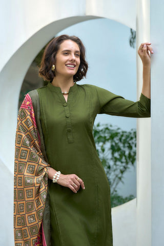 Green Vatican With Embroidery Kurta Set