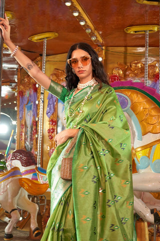 Green Handloom Weaving Silk Saree