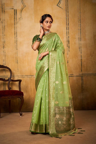 Green Banarasi Tissue Saree