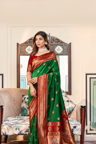 Green Soft Peshwai Paithani Silk Saree