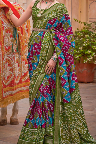 Green Banarasi Patola Silk Saree