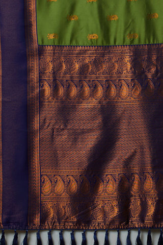 Green & Navy Blue Banarasi Silk Saree_Kumari Sarees