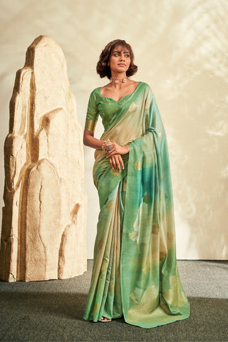 Green Pure Handloom Khadi Silk Saree