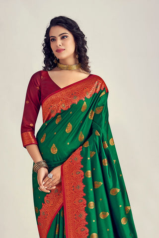 GREEN&RED SOFT SILK SAREE