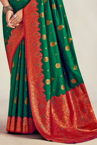 GREEN&RED SOFT SILK SAREE