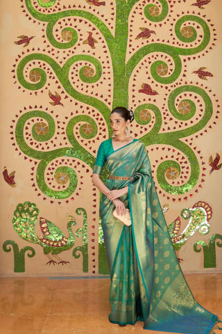 GREEN KANJEEVARAM HANDLOOM SILK SAREE 