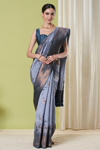 Grey Banarasi Silk Saree_Kumari Sarees