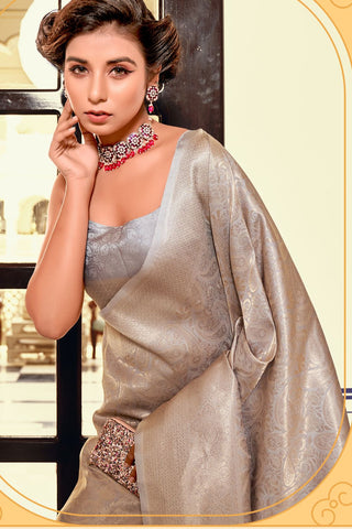 Grey Goose Soft Kanjeevaram Silk Saree