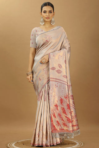 Grey Banarasi Silk Saree_Kumari Sarees
