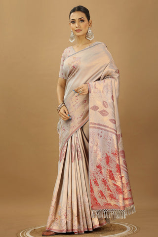 Grey Banarasi Silk Saree_Kumari Sarees