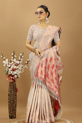 Grey Banarasi Silk Saree_Kumari Sarees