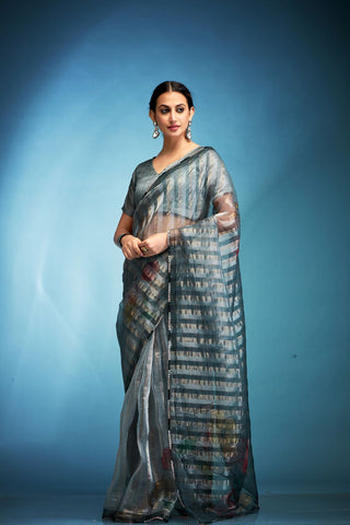 Grey Tissue Silk Saree_Kumari Sareers