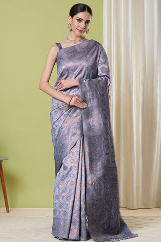 Grey Banarasi Silk Saree_Kumari Sarees