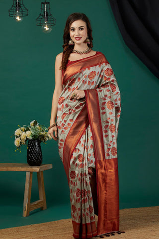 White Banarasi Silk Saree_Kumari Sarees