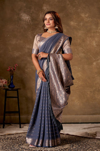 Grey Georgette Silk Saree_Kumari Sarees