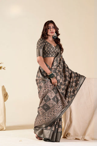 GREY SOFT DOLA SILK SAREE