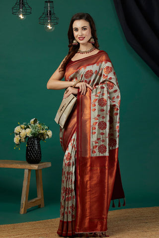 White Banarasi Silk Saree_Kumari Sarees
