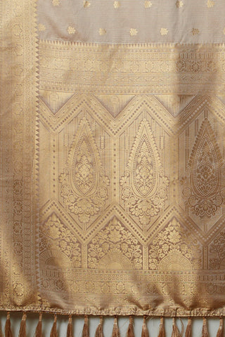 Grey Nylon Satin Weaving Jacquard Saree