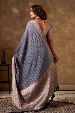 Grey Georgette Silk Saree_Kumari Sarees