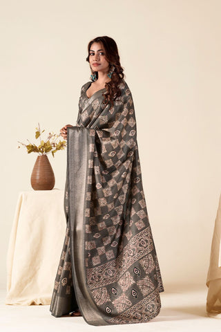 GREY SOFT DOLA SILK SAREE