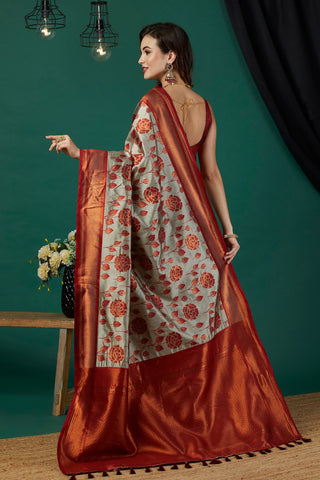 White Banarasi Silk Saree_Kumari Sarees