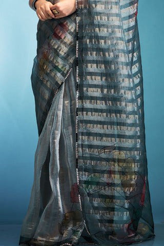 Grey Tissue Silk Saree_Kumari Sareers